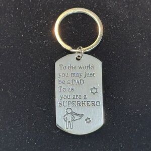 NEW Stainless Steel DAD Keychain Keyring SUPERHERO Dog Tag 🦸‍♂️🦸🏻‍♂️🦸🏽‍♂️